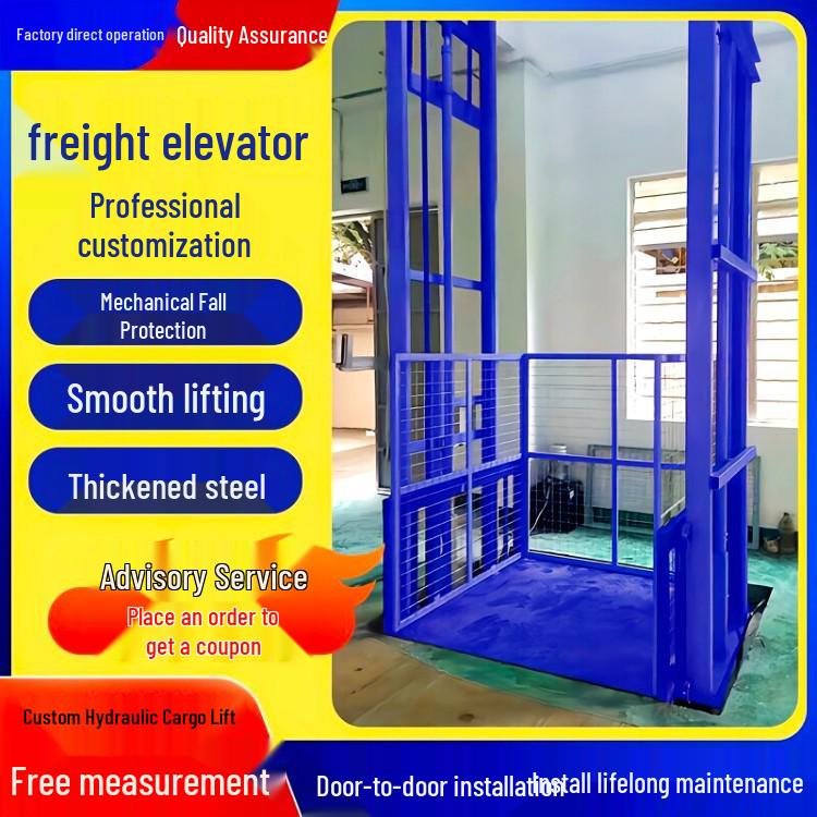 Outdoor Explosion-Proof Hydraulic Goods Lift with Electric Hoist for Warehouses