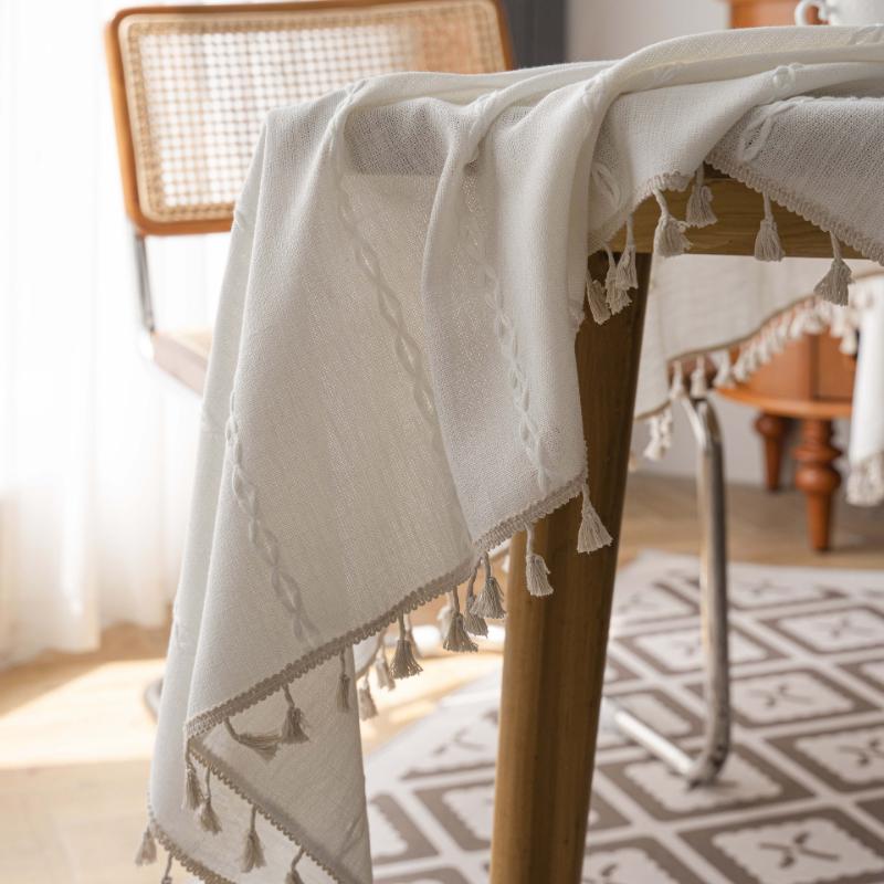 Хлопковая, конопляная, льняная скатерть, водонепроницаемая скатерть для стола, защитное пальто для стола, прямоугольная скатерть с кофейными кисточками для гостиной