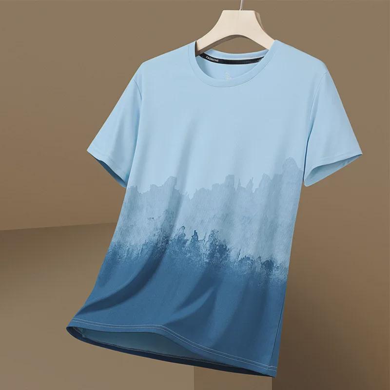 Мужская футболка Gradient Quick-Dry Ice Silk Mesh с короткими рукавами, дышащая, тренд лета 2023 года.