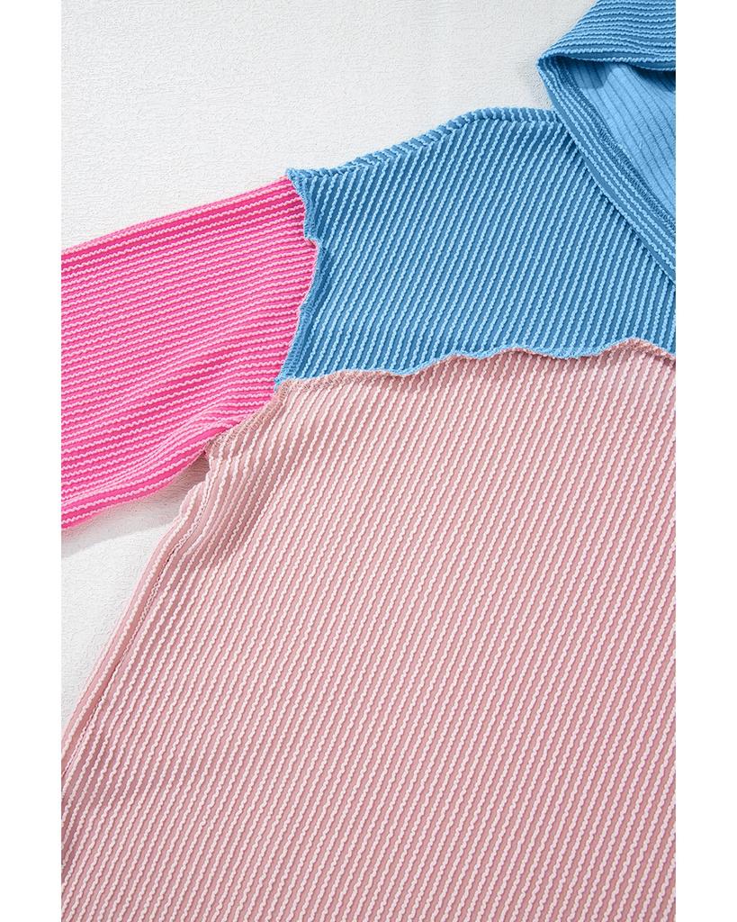 Azura Exchange Блузка свободного кроя с капюшоном в стиле пэчворк с цветными блоками