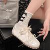 Bow German Training Shoes Women's 2025 Summer New Soft-soled Flat-soled Pink Ballet Shoes Casual Versatile White Shoes