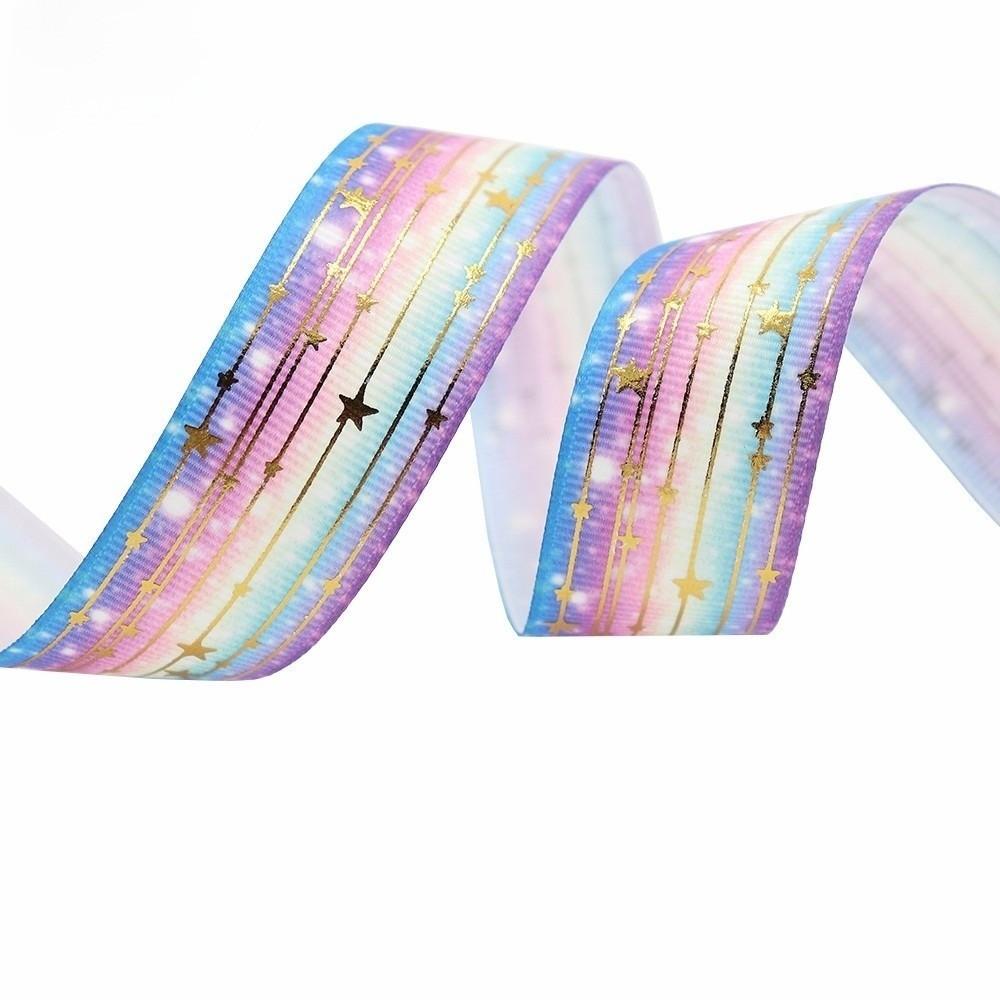 5 Yards Bronzing Stripe Ribbon Gradient Color Star Ribbon Durable Gradient Ribbon Party Decoration