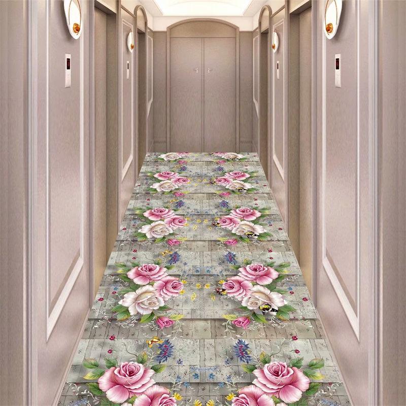 European Style Long Corridor Carpet Runner for Hotel Aisle Stairway Area Rug Lobby Entryway Floor Mats Wedding