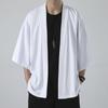 Men's Japanese Kimono Shirts Casual Open Stitch Lightweight Yukata Fashion Black Cardigan 3/4 Sleeve Outwear for Summer Vacation