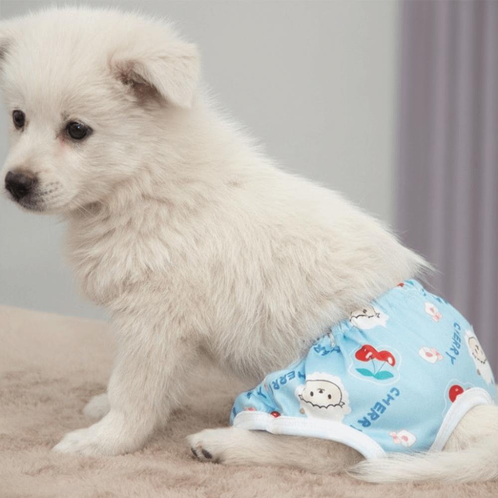 Cartoon Print Washable Dog Diapers Breathable Dog Sanitary Pants Dogs in Heat