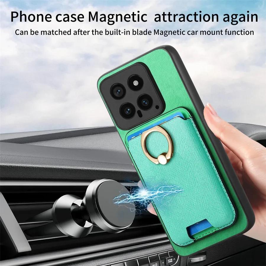 2 в 1 Masafe держатель для карт чехол для телефона Xiaomi 14T Pro 13T кожаный чехол беспроводная зарядка защитная задняя крышка для Xiaomi 15 Pro 14 Ultra Чехлы