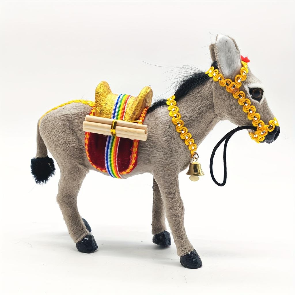 1PC Handmade Donkey Blown Black Ornament Handcrafted Holiday Decoration Farm Animal Collection for Christmas Tree Birthday Gift