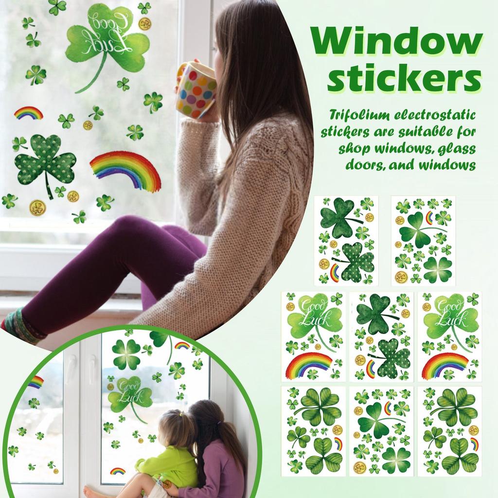 Наклейки на окна ко Дню Святого Патрика, 120 шт. Наклейки на окна для украшения ко Дню Святого Патрика