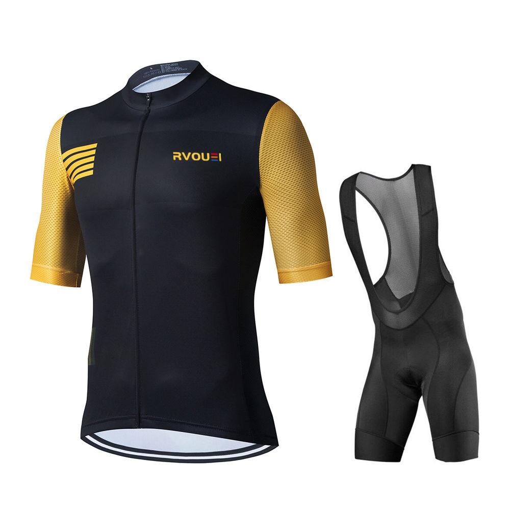 2026 New Cycling Jersey Set RVOUEI Team Cycling Clothing Men Road Bike Suit Bicycle Bib Shorts Tops MTB Ropa Ciclismo Maillot