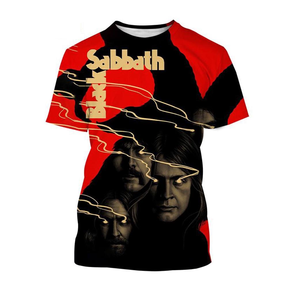 Мужские футболки с длинным рукавом и 3D-принтом с графикой группы Black Sabbath, с круглым вырезом - Мягкая полиэстеровая ткань средней эластичности, летняя одежда свободного кроя