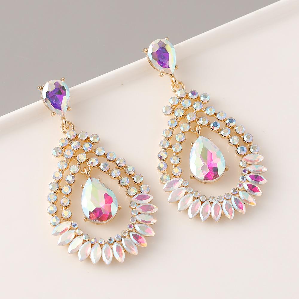 Европейский новый стиль блестящие полые хрустальные висячие серьги для женщин роскошные свадебные серьги из сплава со стразами модные ювелирные изделия подарок