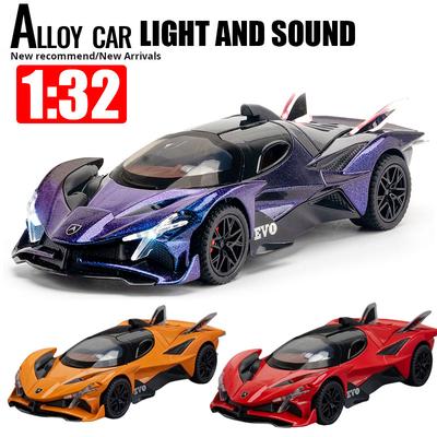 Модели игрушечных машинок Apollo EVO в масштабе 1/32, литые из сплава, спортивные автомобили, инерционные, со звуком и светом, 2 открывающиеся двери, гоночные автомобили, подарок для ребенка