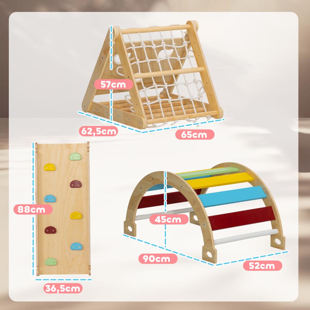 Indoor Climbing Frame 7 In 1 Climbing Triangle With Slide Climbing Arch Multicolor