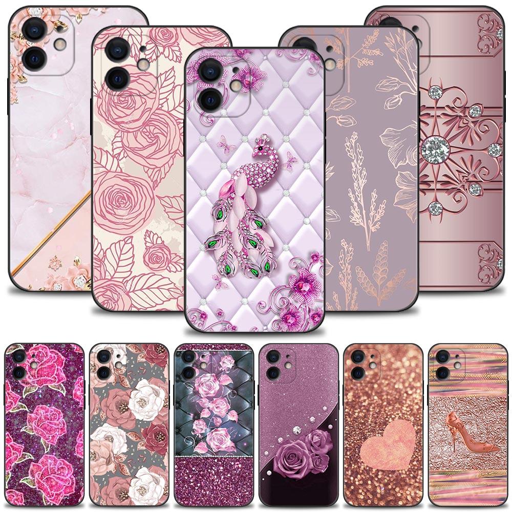 Розовый фиолетовый чехол для телефона с блестящим узором для Apple Iphone 14 13 12 11 Pro Max 13 12 Mini Xs Max Xr X 7 8 Plus 6 6s Shell