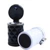 Portable Mini White Car Ashtray Cigarette Cylinder Holder With Blue LED Light