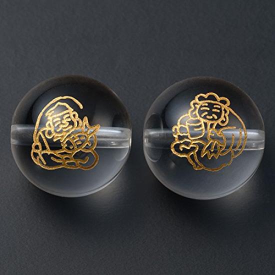 Buddhist Altar Shop Takita Special Selection Prayer Beads Bracelet with Natural Ebisu and Daikokuten 12mm Genuine Rutilated and Eye Inner