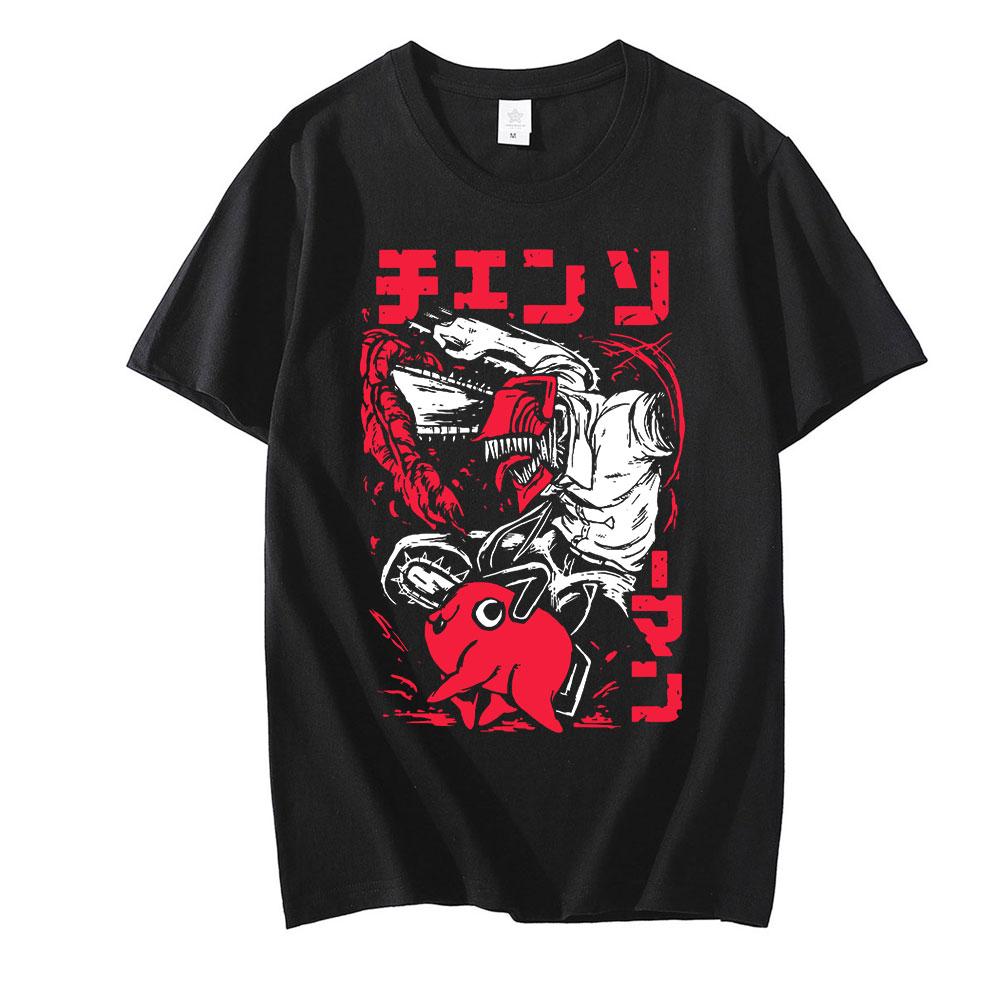 Летняя футболка японского аниме «Человек бензопилы Денджи», футболки с графическим принтом манги, забавные футболки унисекс с короткими рукавами Pochita Makima