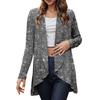 Lady Sequin Coat Open Stitch Cardigan Irregular Hem Long Sleeves Solid Color Formal Business Jacket Office Commuting Outerwear