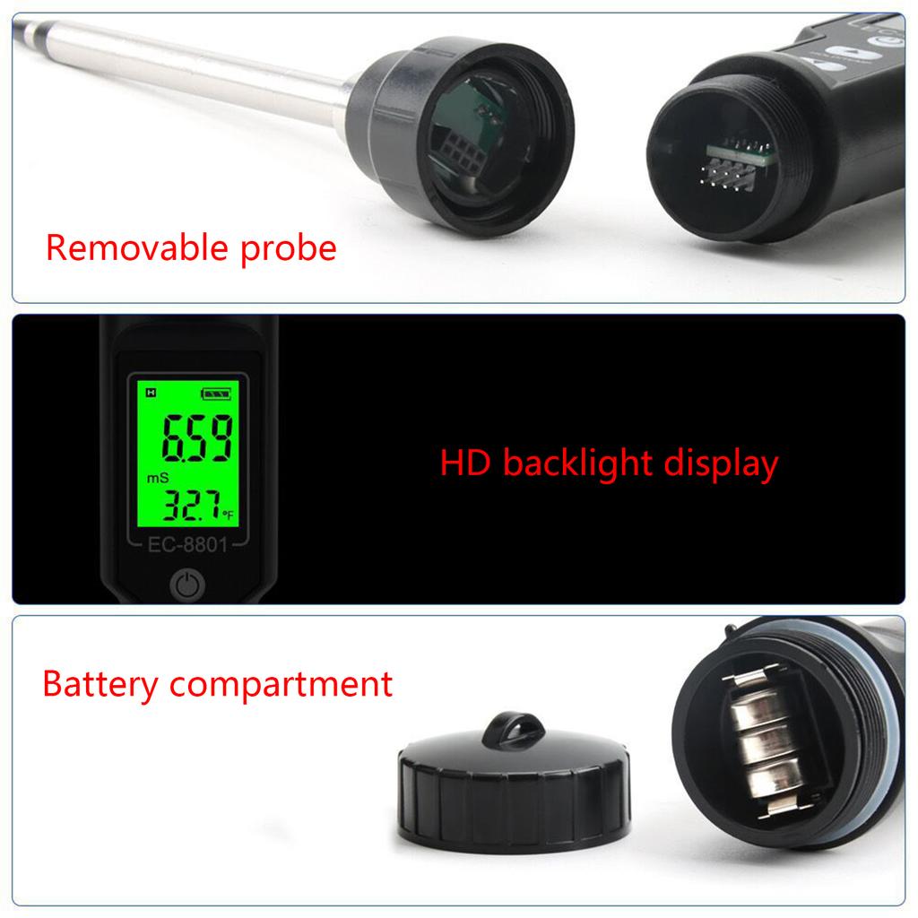 Тестер почвы EC, цифровой измеритель температуры почвы с экраном с подсветкой, портативный тестер солености почвы, измерение