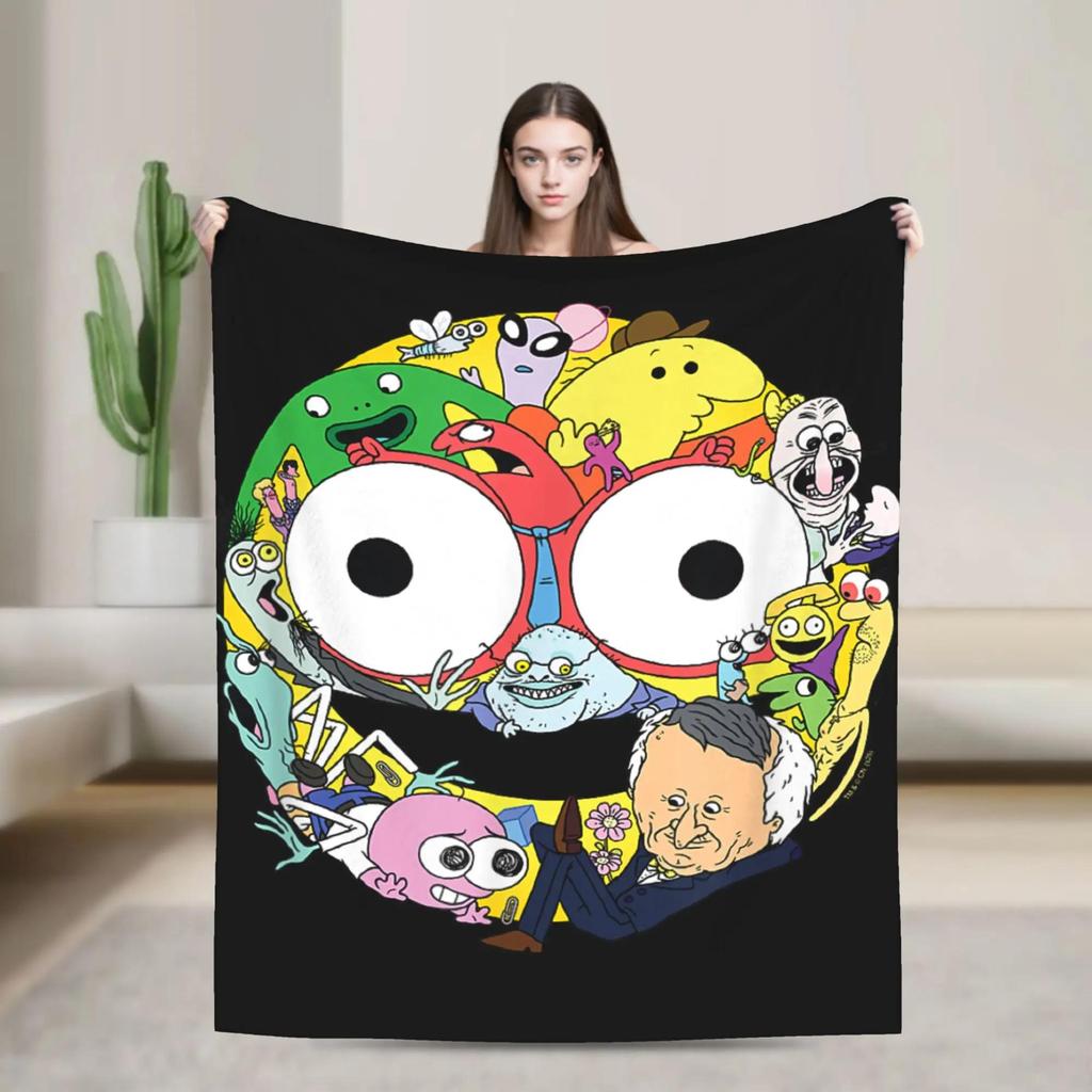 Soft Flannel Throw Blanket for Students Airplane Travel Living Room Sofa Bed Smiling Friends Ducks Design