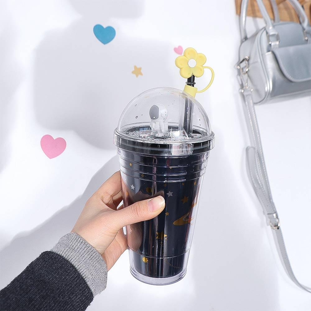 Soft Silicone Straw Covers Dust-Proof Flower Straw Toppers Creative Drinking Dust Cap for Tumblers