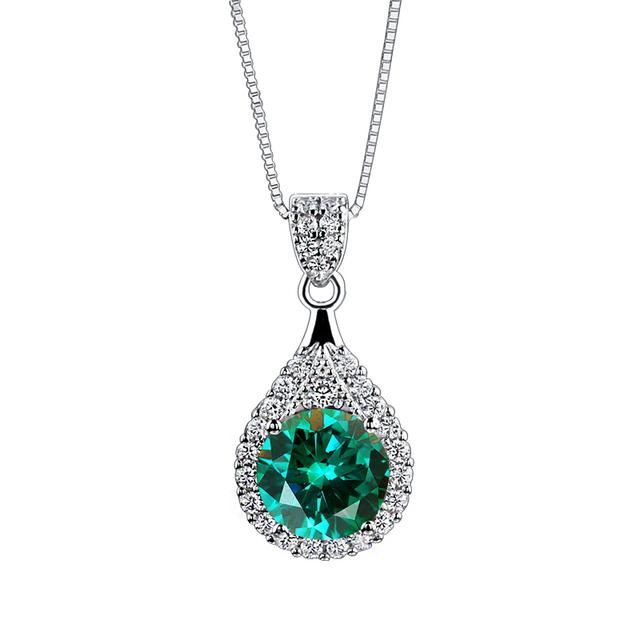 Real 1 Carat Moissanite Pendant Necklace For Women Water Drop S925 Sterling Silver Blue Green Pink Red Yellow Stone