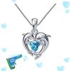 Couple Dolphin with Blue Heart CZ Necklace Women Chic Bride Wedding Clavicle Chain Necklaces Fancy Gift Statement Jewelry