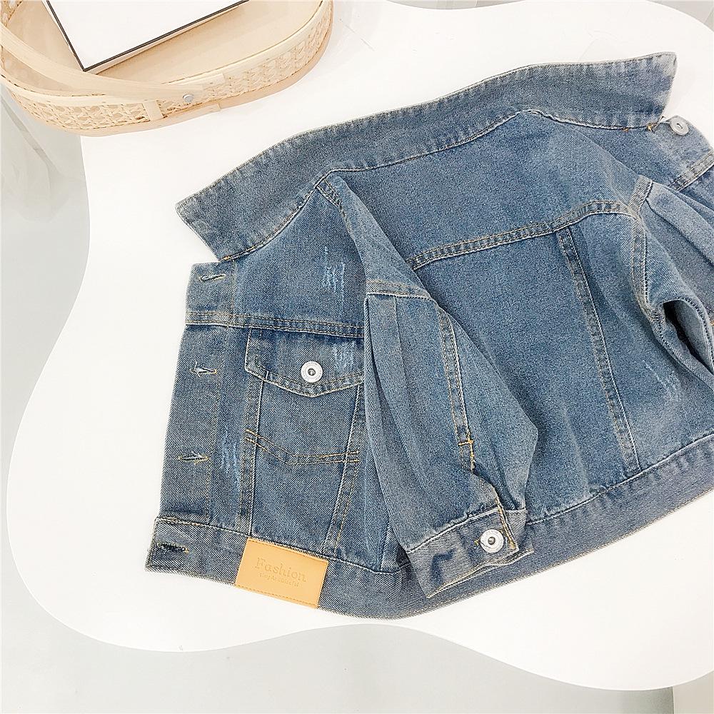 Джинсовая куртка для девочек - новый весенний детский повседневный модный топ в корейском стиле