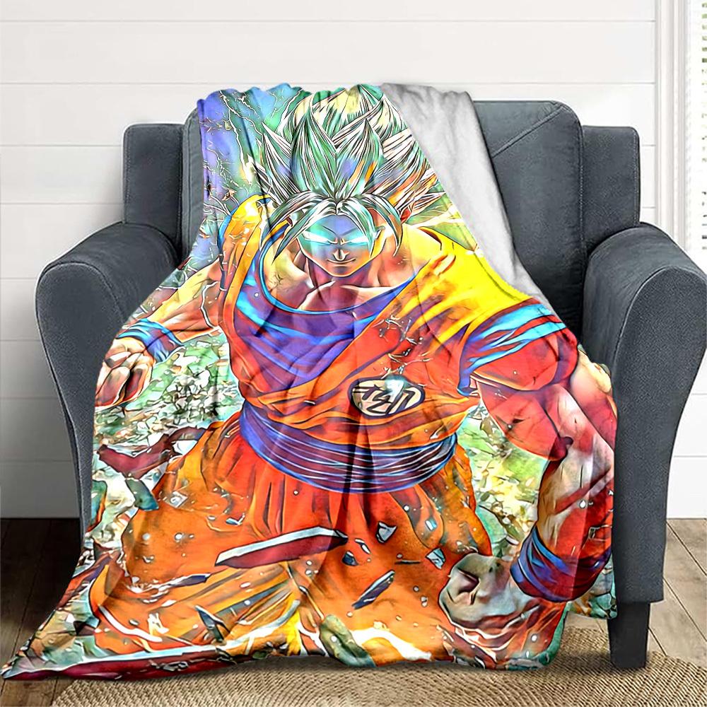 1pc Goku, Saiyan Blanket Lightweight Flannel Blanket Throw Blanket For Sofa, Bed, Travel, Camping, Livingroom, Office, Couch