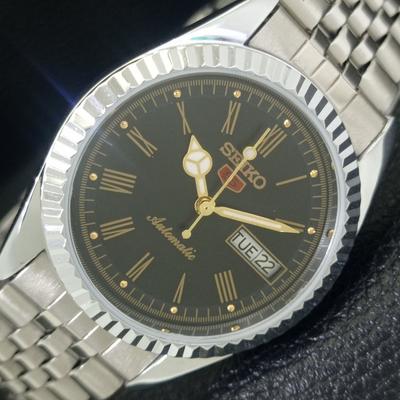 ЯПОНСКИЕ ВИНТАЖНЫЕ ОТРЕМОНТИРОВАННЫЕ МУЖСКИЕ ЧАСЫ SEIKO 5 АВТОМАТИЧЕСКИЕ С РИМСКИМИ ЦИФРАМИ a442096-1