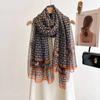 Spring/Summer New Women'S Silk Scarf 135 * 180cm Simulated Silk Twill Square Scarf Fashion Printed Large Square Scarf Professional Scarf