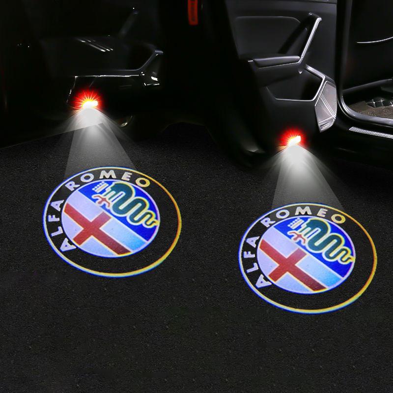 For Alfa Romeo 2026 Hot Sticker Car Door Wireless Welcome Light LED HD Projector Lamp  Decoration For Alfa Romeo 156 159 147 4C 