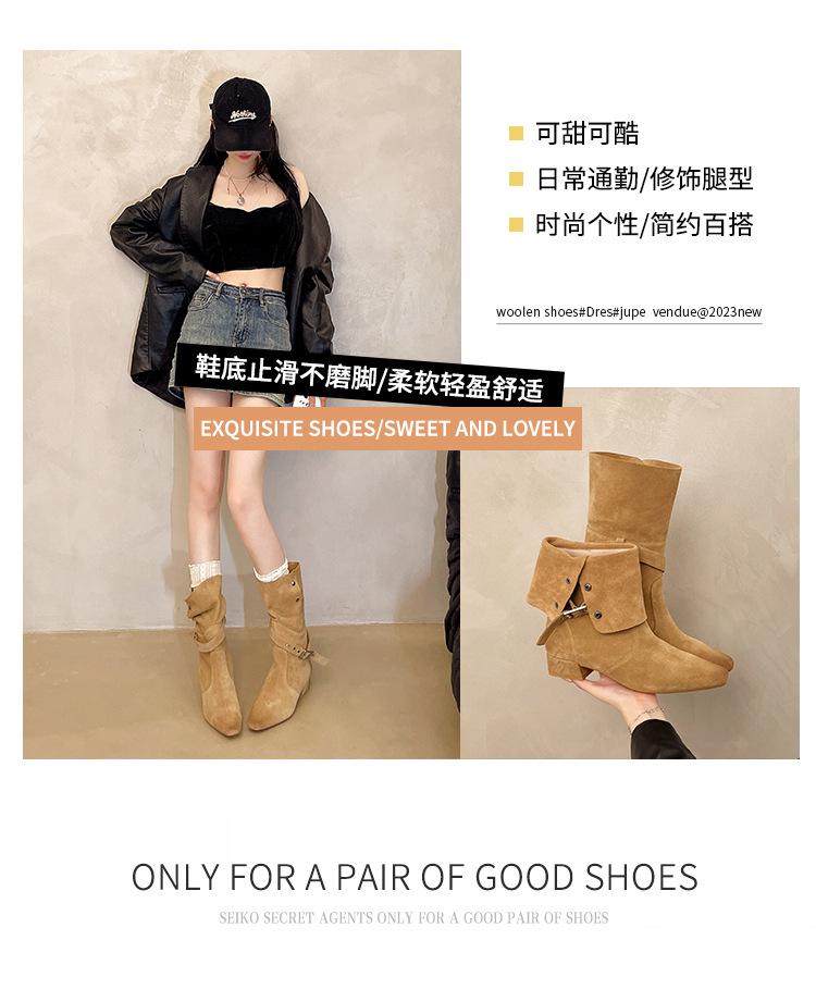 2025 осень и зима новая корейская версия толстый каблук короткие ботинки женские ботинки в британском стиле Майяр ретро ковбойские ботинки женские