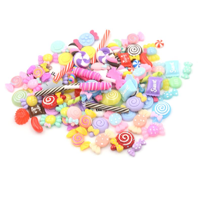 10pcs Diy Phone Case Decor Crafts Miniature Resin Lollipop Candy Dollhouse Food Supply 
