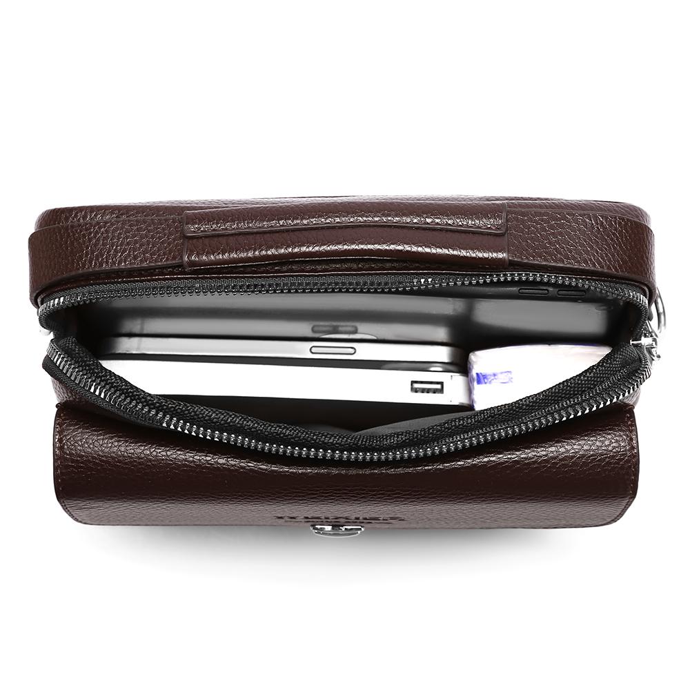 WEIXIER Leather Messenger Bag for Men Waterproof Large Capacity Crossbody Shoulder Briefcase with Adjustable Strap Business Travel Office Work