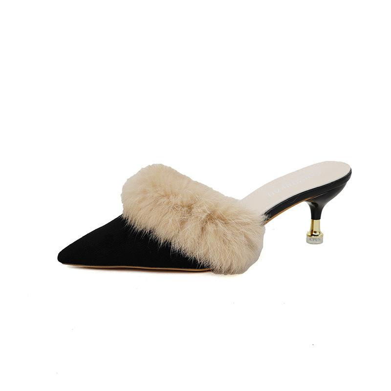 Mao Mao классные тапочки на высоком каблуке, женская новая модная верхняя одежда, универсальная, заостренная, тонкая сумка, половина головы 2025