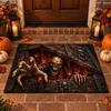 Halloween Doormat, 3D Illusion Skeleton Rug, Scary Skull Door Mat, Spooky Hallow