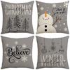 New Christmas Pillow Gray Cartoon Snowman Christmas Tree Home Cushion Pillow Cover