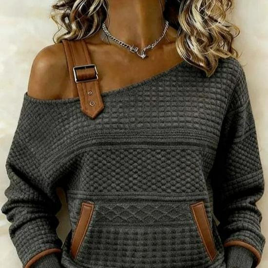 Модный пэчворк джинсовый топ с длинным рукавом 2026 года для женщин – Европейская и Американская Осень/Зима