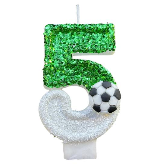Football Birthday Candle Eco-friendly No Odor Sequins Design Easy To Use Long-Lasting 0-9 Numbers Candle Cake Decoration