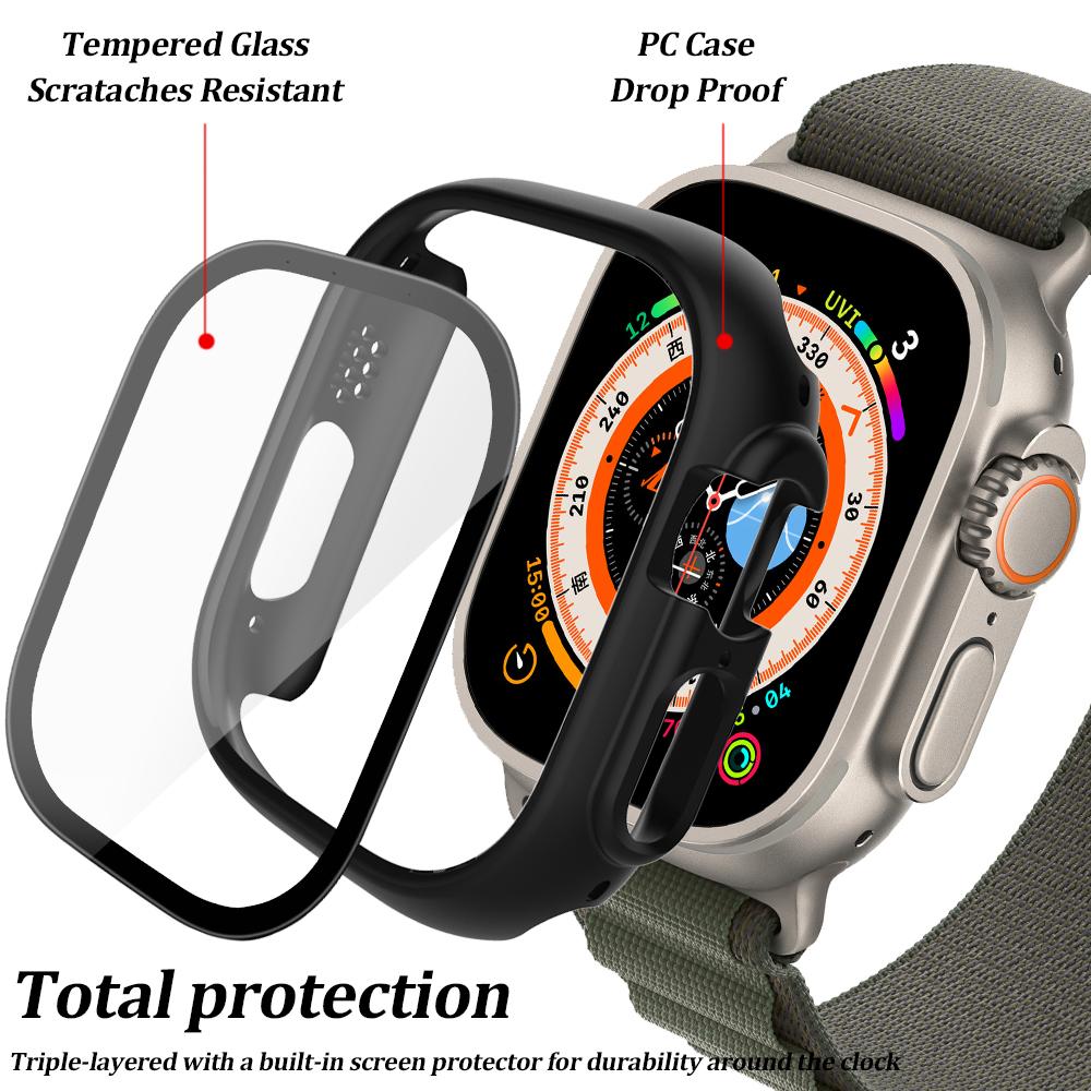 Стекло+Чехол для Apple Watch Series 7/8/9 41мм 45мм Защитное стекло для экрана 44мм40мм Бампер для iWatch Ultra/Ultra2 49мм Защитный чехол