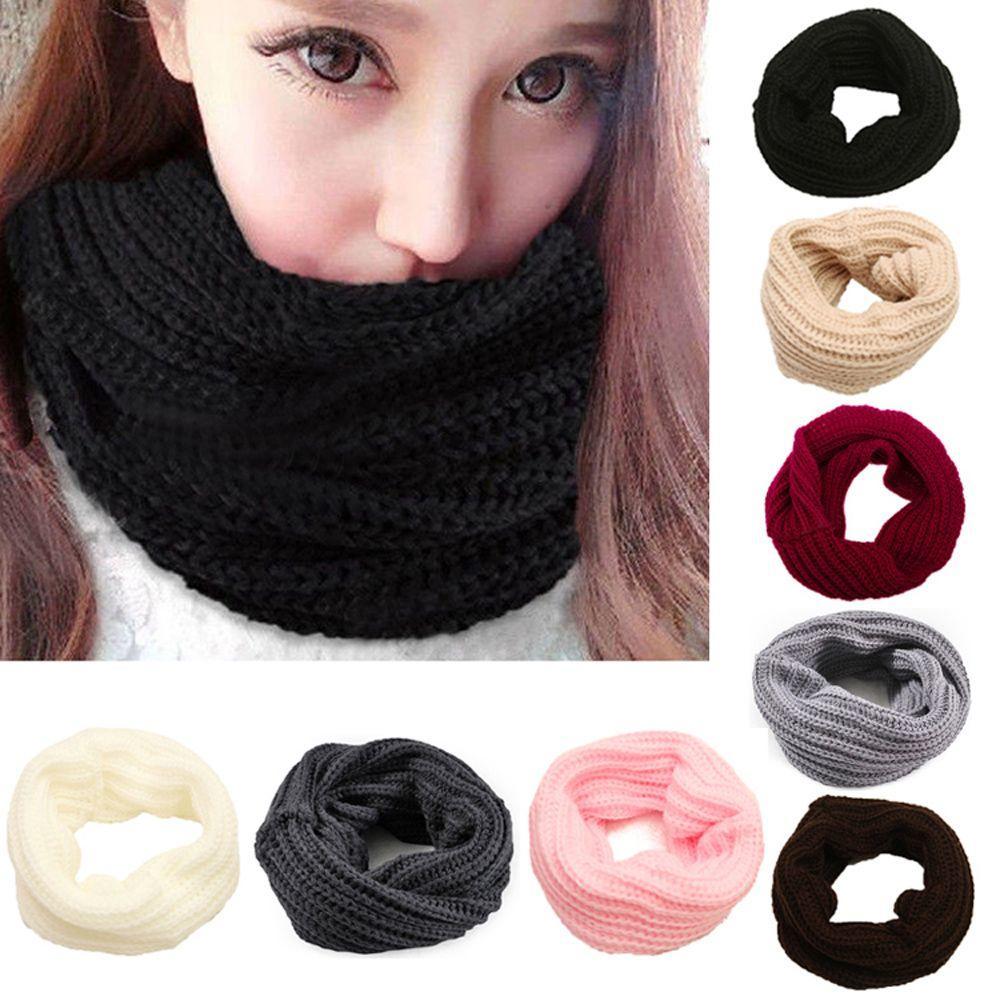 Fashion Winter Long Shawl Knitting Wool Scarf Neck Cowl Collar Infinity Circle Cable