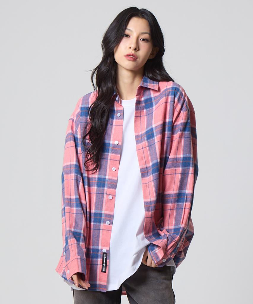 UNKNOWN PLANET Oversized Check Shirt Pink