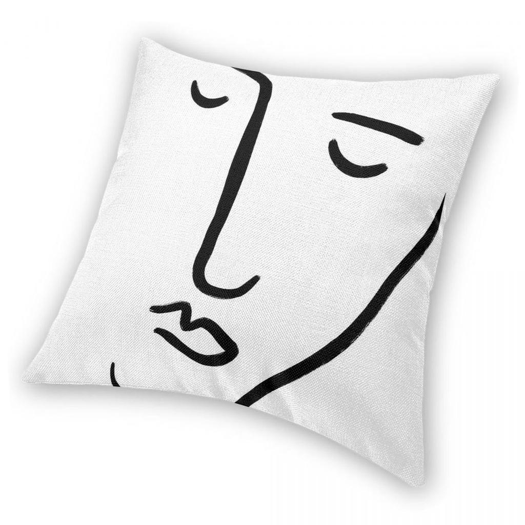 Abstract Face One Line Pillowcase Polyester Linen Velvet Creative Zip Decorative Throw Pillow Case Sofa Cushion Cover