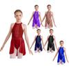 Girls Lyrical Dress Shiny Rhinestone Decor Sleeveless Cutout Back Dance Leotard Dress Kids Dancewear