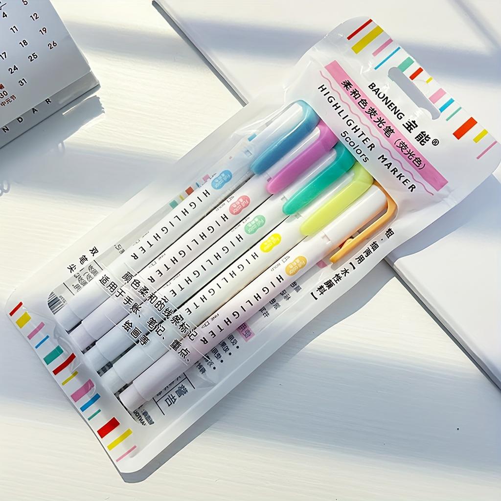 5 шт. Пастельные хайлайтеры Цвета Двусторонний флуоресцентный маркер-крючок Цветной маркер Милые маркеры для ведения журнала Японская канцелярия