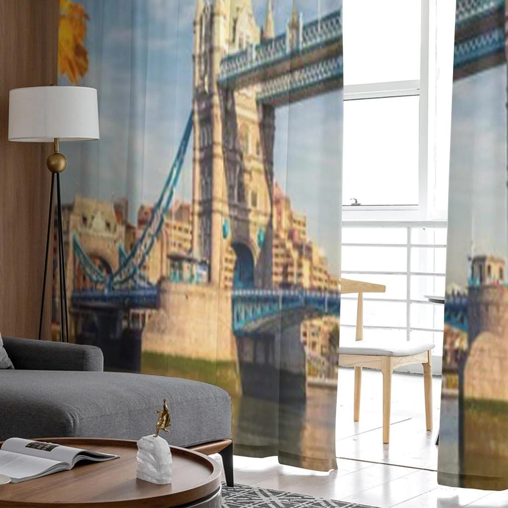 Tower Bridge In London Luxurious Chiffon Sheer Curtains for Living Room Bedroom Decoration Window Voiles Tulle Curtain