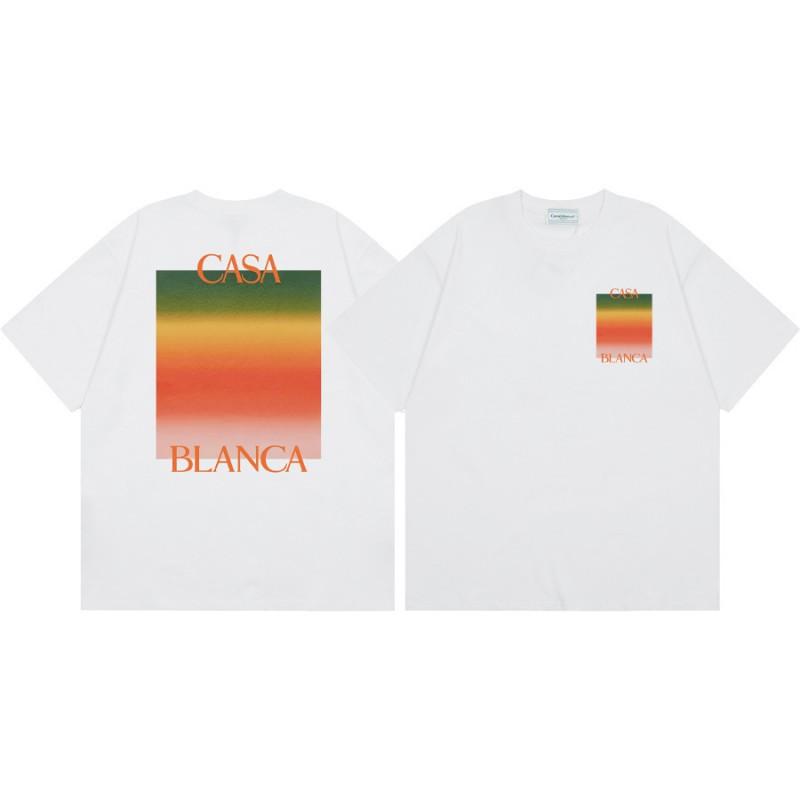 Casablanca Print T-Shirt Men Women Loose Fit Short Sleeve Casual Top