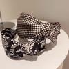 Non Slip Flower Lattice Wide Side Knot Headband Korean Head Wrap Women Hair Hoop Grid Hairbands