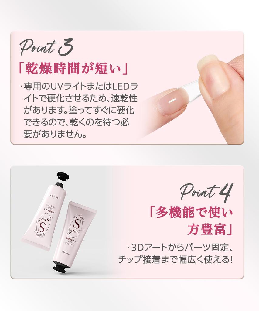 Sorara Beauty Клей для типс для ногтей Большая емкость 30 г Твердый Высокопрочный Не требует давления рук Также подходит для типс и 3D-арта Минимальное количество геля,